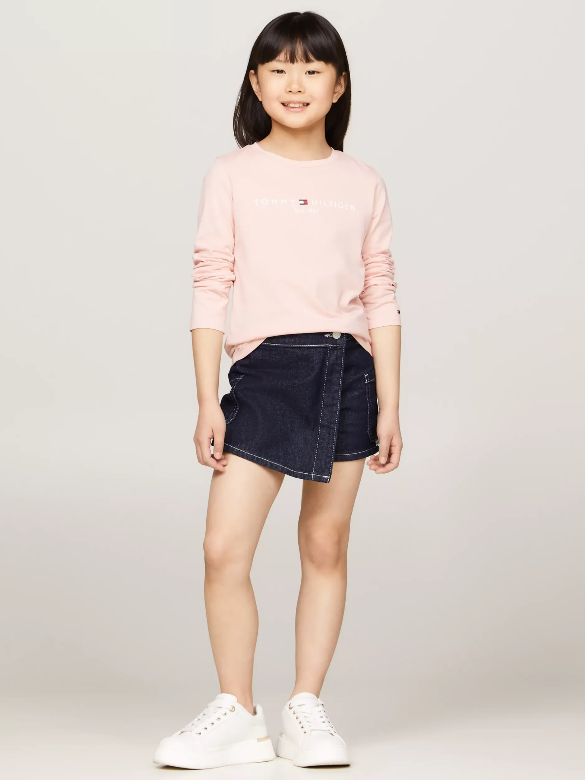 Topy I T-Shirty*Tommy Hilfiger Wąski T-shirt Z Długim Rękawem I Logo SOFT ROSE