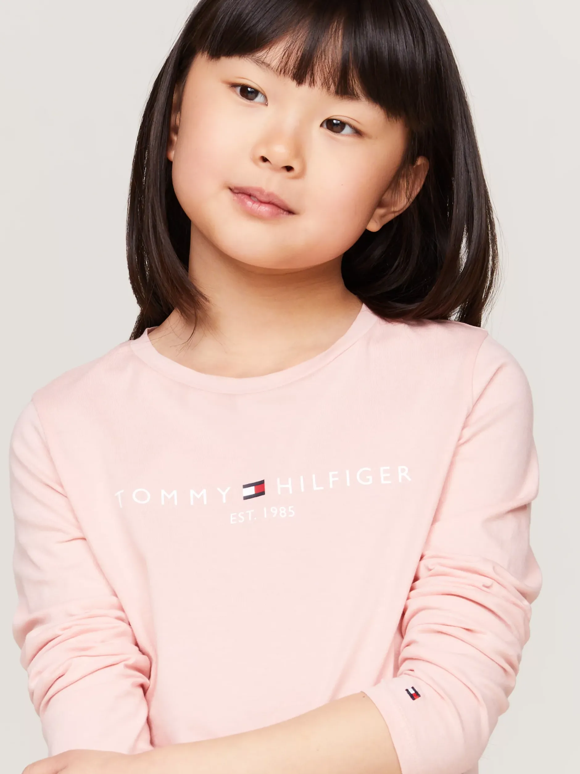 Topy I T-Shirty*Tommy Hilfiger Wąski T-shirt Z Długim Rękawem I Logo SOFT ROSE