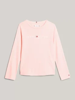 Topy I T-Shirty*Tommy Hilfiger Wąski T-shirt Z Długim Rękawem I Logo SOFT ROSE