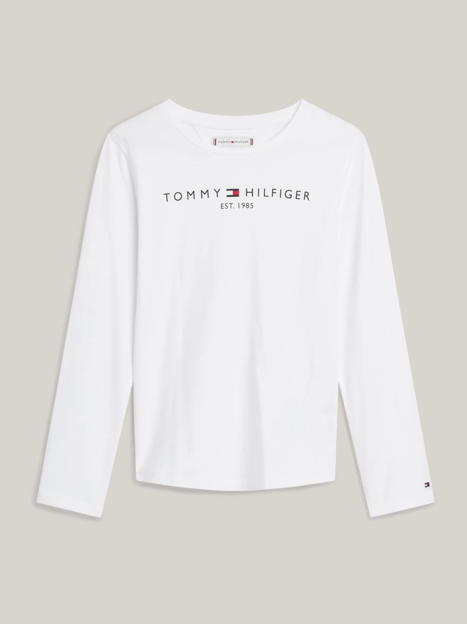 Topy I T-Shirty*Tommy Hilfiger Wąski T-shirt Z Długim Rękawem I Logo WHITE