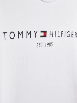 Topy I T-Shirty*Tommy Hilfiger Wąski T-shirt Z Długim Rękawem I Logo WHITE