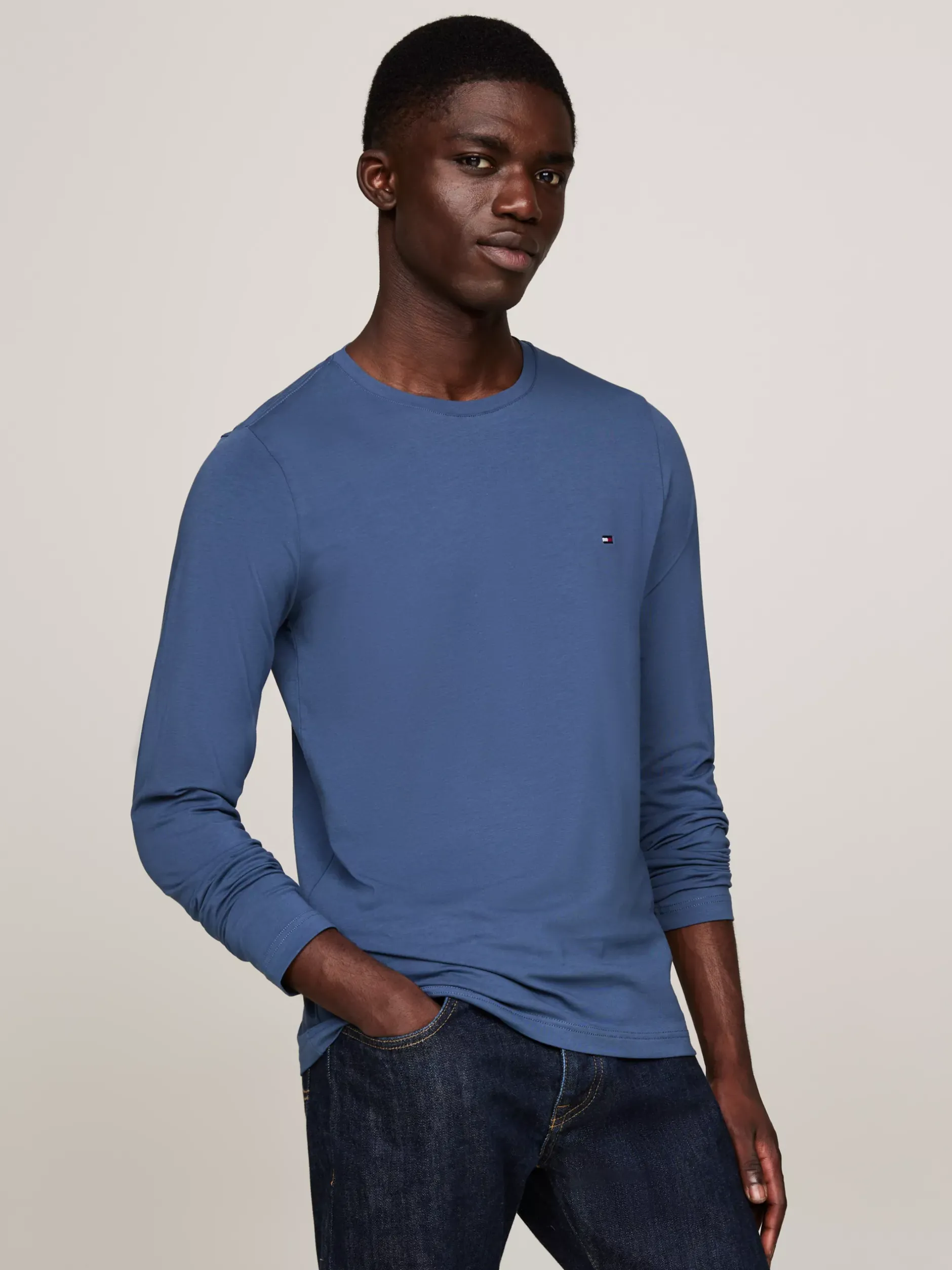 T-Shirty*Tommy Hilfiger Wąski T-shirt Z Długim Rękawem AEGEAN SEA
