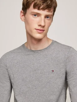 T-Shirty*Tommy Hilfiger Wąski T-shirt Z Długim Rękawem MEDIUM GREY HEATHER