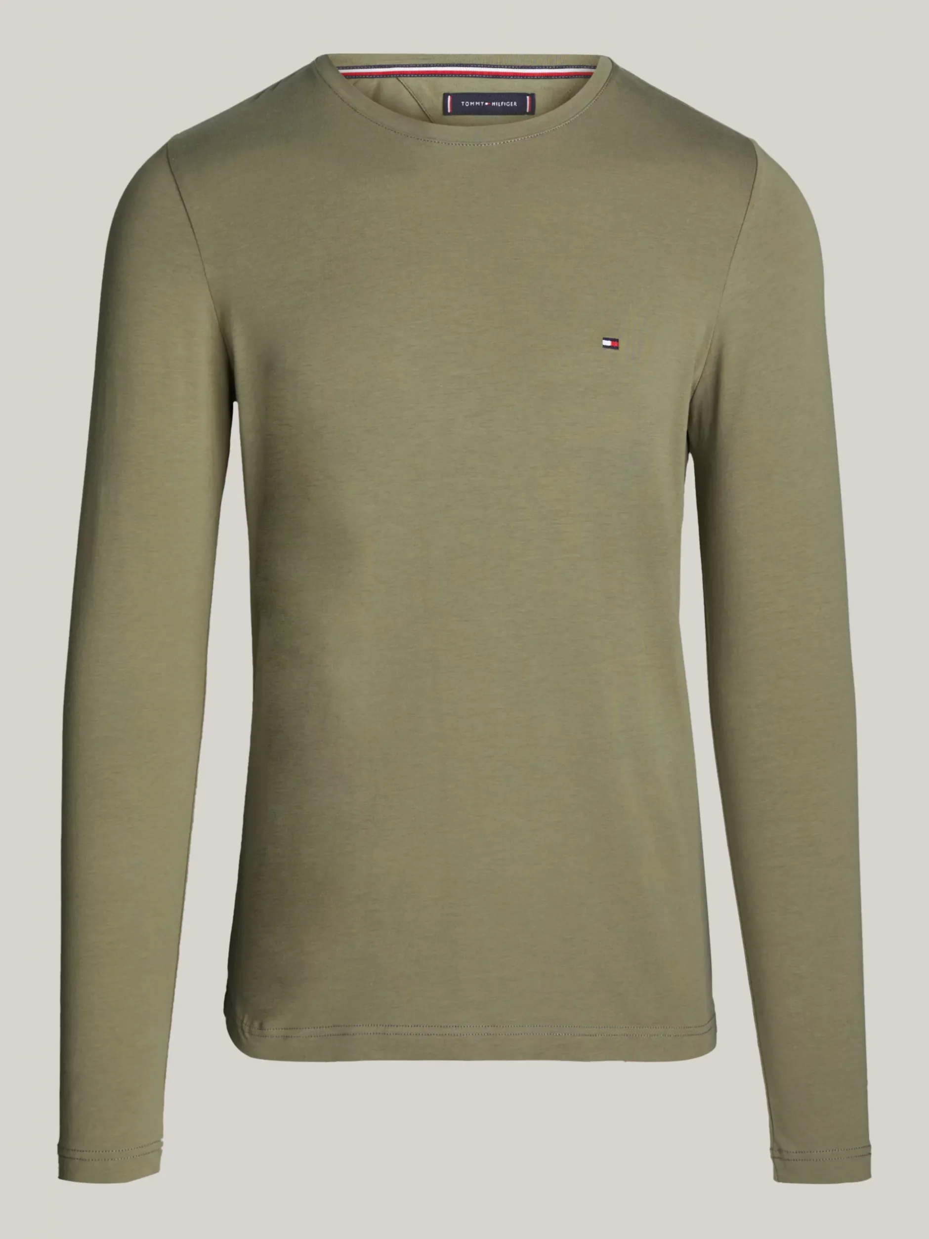 T-Shirty*Tommy Hilfiger Wąski T-shirt Z Długim Rękawem BATTLE GREEN