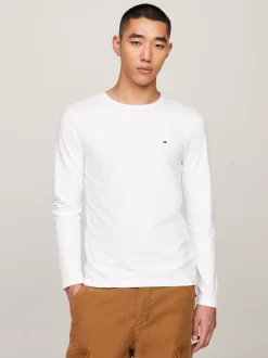 T-Shirty*Tommy Hilfiger Wąski T-shirt Z Długim Rękawem WHITE