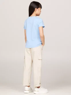 Topy I T-Shirty*Tommy Hilfiger Wąski T-shirt Z Logo VESSEL BLUE
