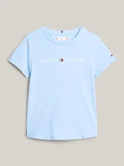 Topy I T-Shirty*Tommy Hilfiger Wąski T-shirt Z Logo VESSEL BLUE