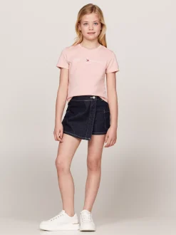 Topy I T-Shirty*Tommy Hilfiger Wąski T-shirt Z Logo SOFT ROSE
