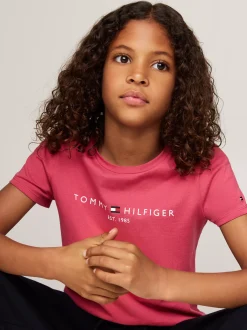 Topy I T-Shirty*Tommy Hilfiger Wąski T-shirt Z Logo HERITAGE PINK