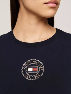 T-Shirty*Tommy Hilfiger Wąski T-shirt Z Logo W Formie Stempla DESERT SKY