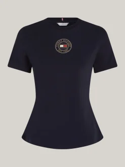 T-Shirty*Tommy Hilfiger Wąski T-shirt Z Logo W Formie Stempla DESERT SKY