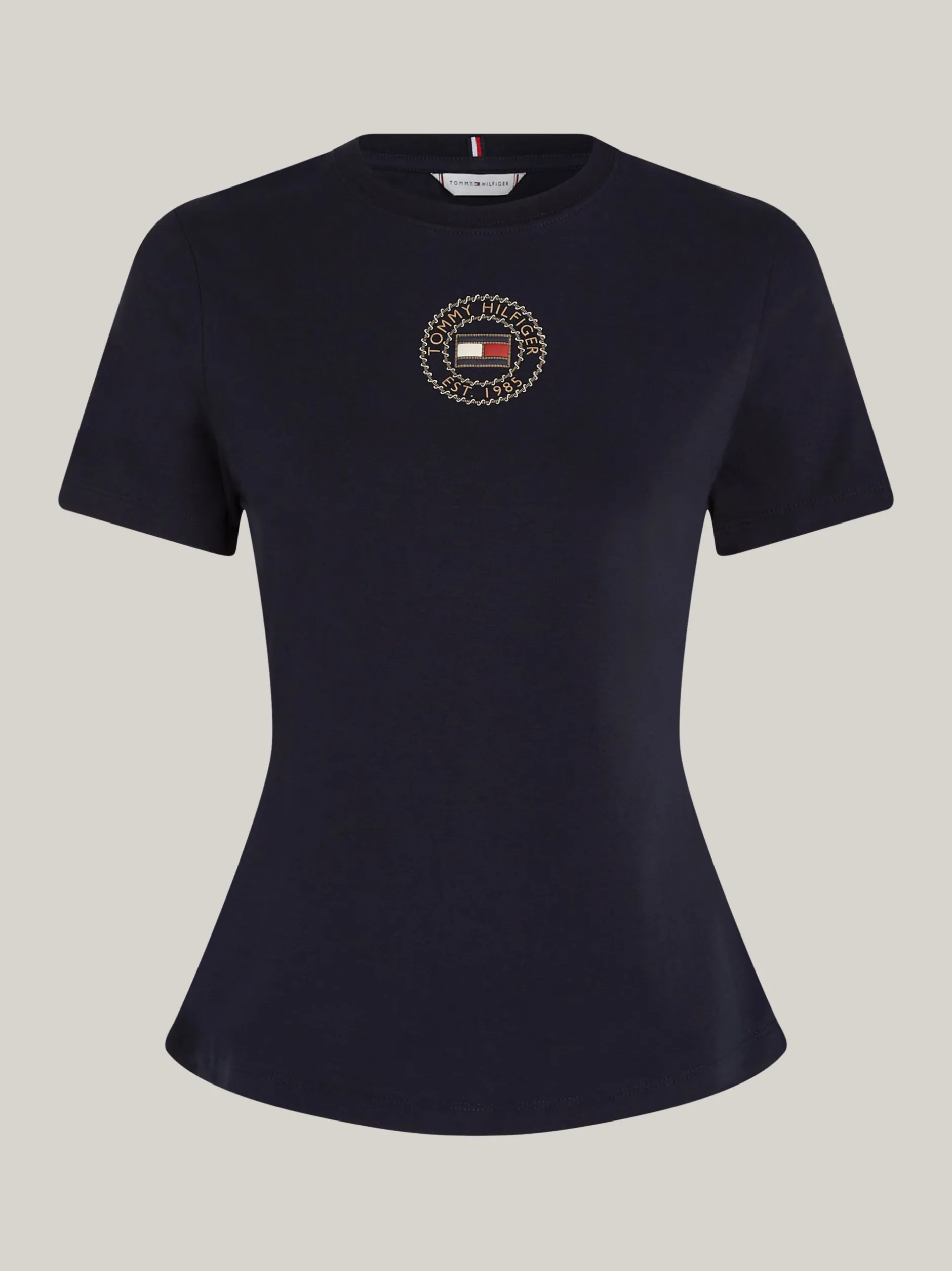 T-Shirty*Tommy Hilfiger Wąski T-shirt Z Logo W Formie Stempla DESERT SKY