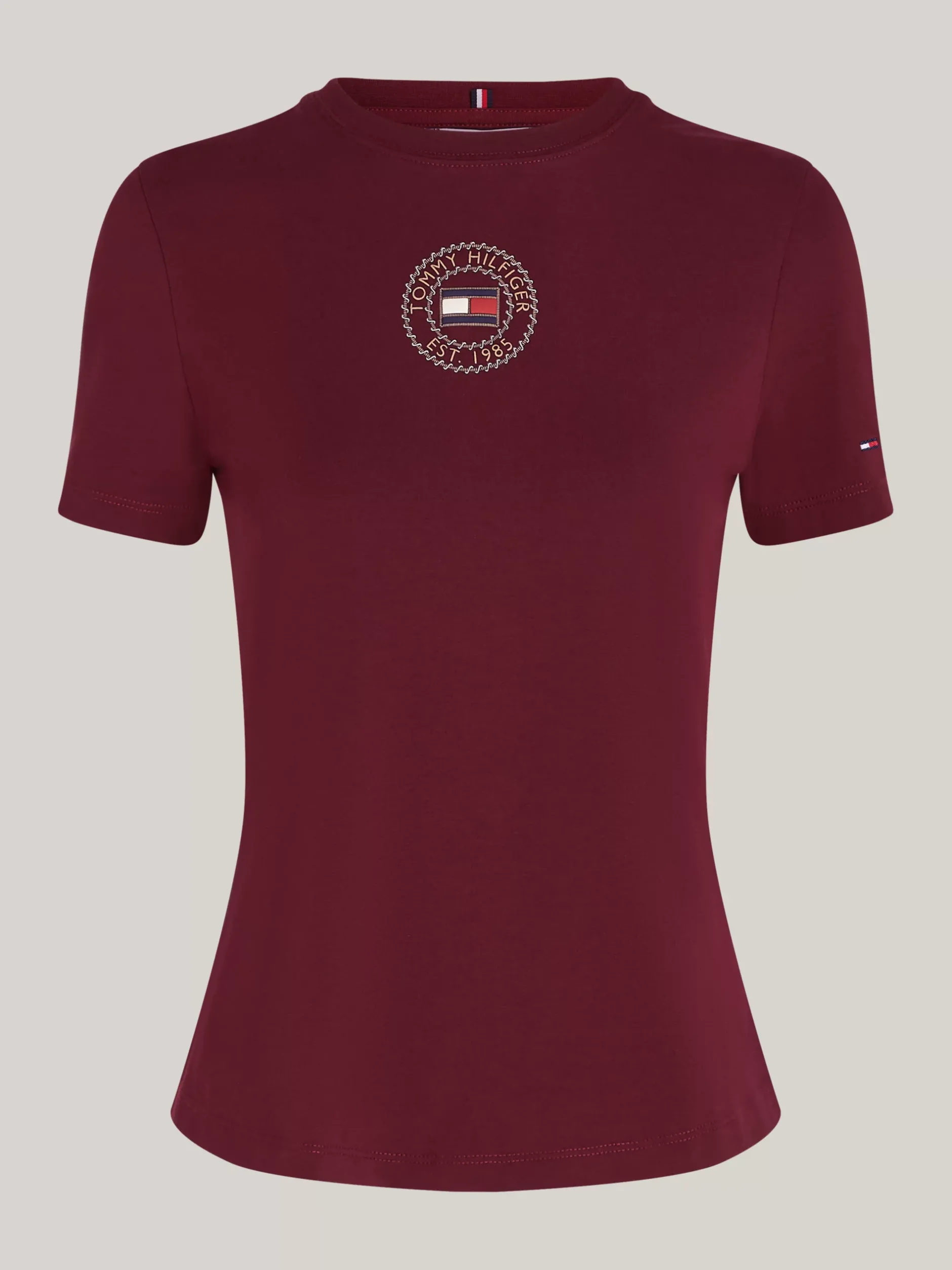 T-Shirty*Tommy Hilfiger Wąski T-shirt Z Logo W Formie Stempla DEEP ROUGE