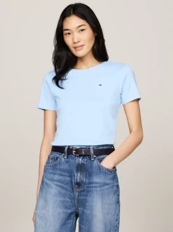 T-Shirty*Tommy Hilfiger Wąski T-shirt Z Okrągłym Dekoltem VESSEL BLUE