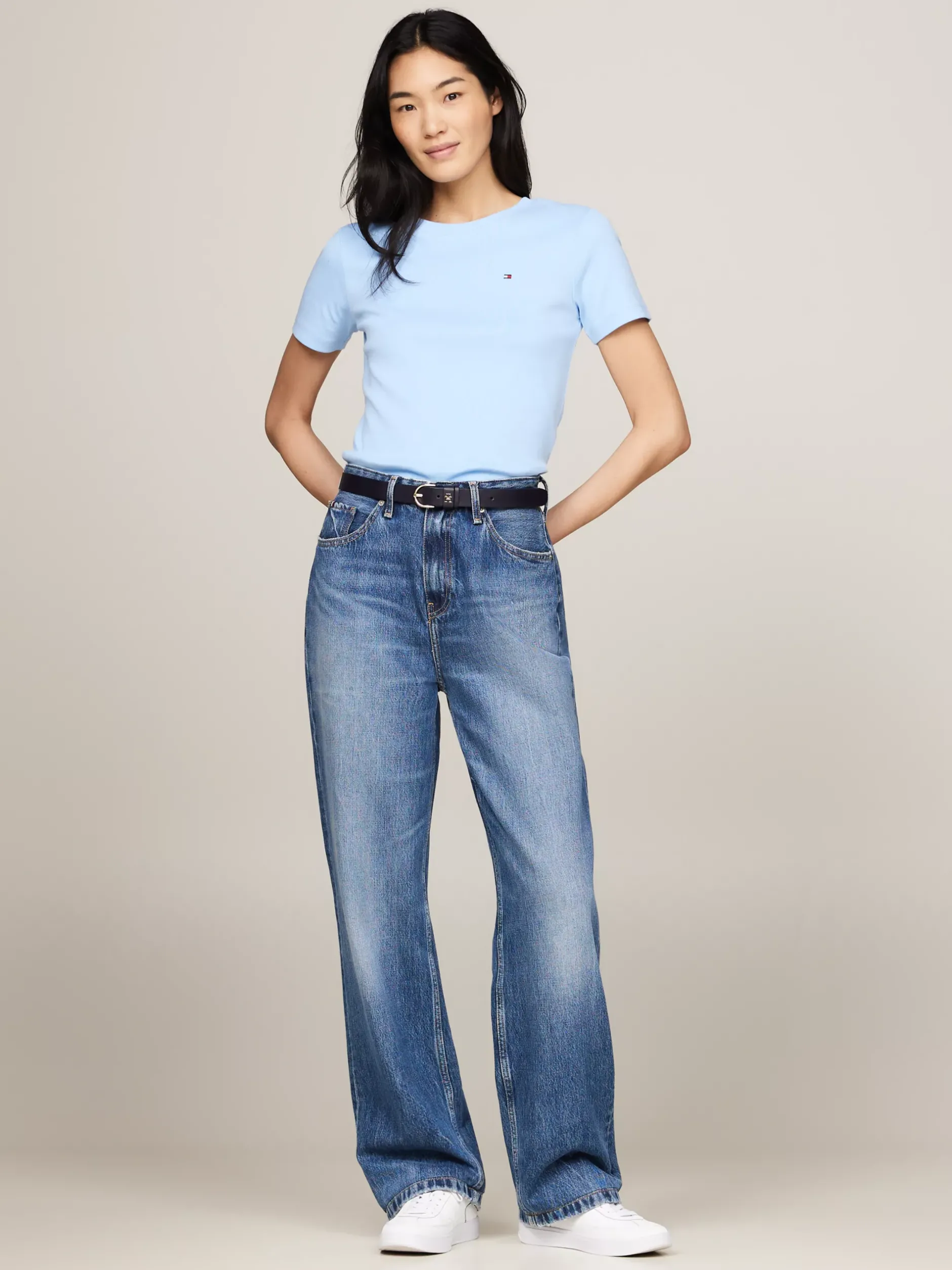 T-Shirty*Tommy Hilfiger Wąski T-shirt Z Okrągłym Dekoltem VESSEL BLUE