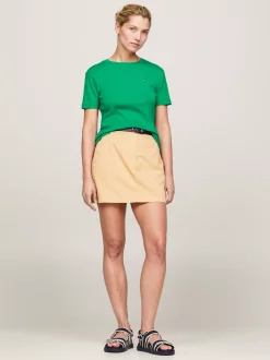 T-Shirty*Tommy Hilfiger Wąski T-shirt Z Okrągłym Dekoltem OLYMPIC GREEN