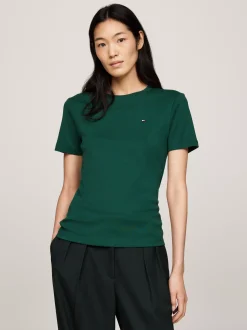 T-Shirty*Tommy Hilfiger Wąski T-shirt Z Okrągłym Dekoltem ORNAMENTAL GREEN