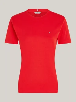 T-Shirty*Tommy Hilfiger Wąski T-shirt Z Okrągłym Dekoltem FIERCE RED