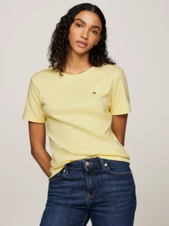 T-Shirty*Tommy Hilfiger Wąski T-shirt Z Okrągłym Dekoltem LEMON ZEST
