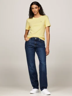 T-Shirty*Tommy Hilfiger Wąski T-shirt Z Okrągłym Dekoltem LEMON ZEST