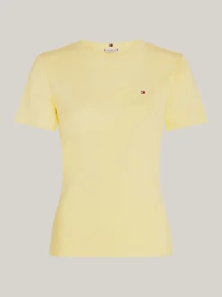 T-Shirty*Tommy Hilfiger Wąski T-shirt Z Okrągłym Dekoltem LEMON ZEST