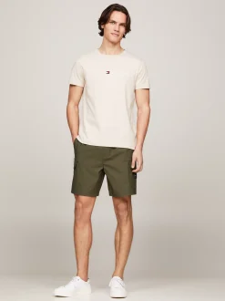 T-Shirty*Tommy Hilfiger Wąski T-shirt Z Wyhaftowanym Logo CLASSIC BEIGE