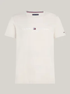T-Shirty*Tommy Hilfiger Wąski T-shirt Z Wyhaftowanym Logo CLASSIC BEIGE
