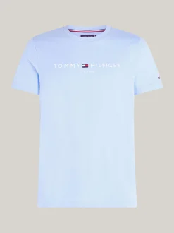T-Shirty*Tommy Hilfiger Wąski T-shirt Z Wyhaftowanym Logo VESSEL BLUE