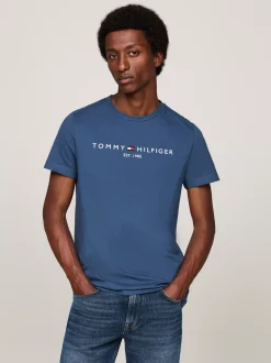 T-Shirty*Tommy Hilfiger Wąski T-shirt Z Wyhaftowanym Logo AEGEAN SEA