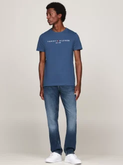 T-Shirty*Tommy Hilfiger Wąski T-shirt Z Wyhaftowanym Logo AEGEAN SEA