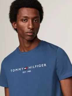 T-Shirty*Tommy Hilfiger Wąski T-shirt Z Wyhaftowanym Logo AEGEAN SEA