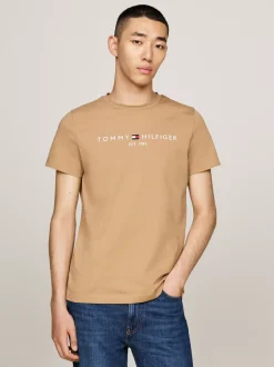 T-Shirty*Tommy Hilfiger Wąski T-shirt Z Wyhaftowanym Logo SAFARI CANVAS