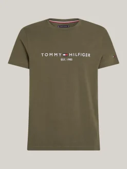 T-Shirty*Tommy Hilfiger Wąski T-shirt Z Wyhaftowanym Logo ARMY GREEN
