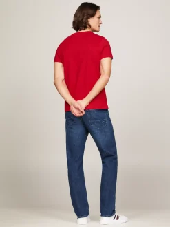 T-Shirty*Tommy Hilfiger Wąski T-shirt Z Wyhaftowanym Logo PRIMARY RED