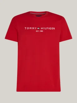 T-Shirty*Tommy Hilfiger Wąski T-shirt Z Wyhaftowanym Logo PRIMARY RED