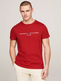 T-Shirty*Tommy Hilfiger Wąski T-shirt Z Wyhaftowanym Logo DARK MAGMA