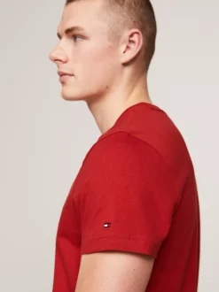 T-Shirty*Tommy Hilfiger Wąski T-shirt Z Wyhaftowanym Logo DARK MAGMA