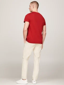T-Shirty*Tommy Hilfiger Wąski T-shirt Z Wyhaftowanym Logo DARK MAGMA