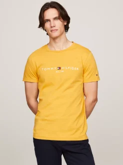 T-Shirty*Tommy Hilfiger Wąski T-shirt Z Wyhaftowanym Logo CITY YELLOW