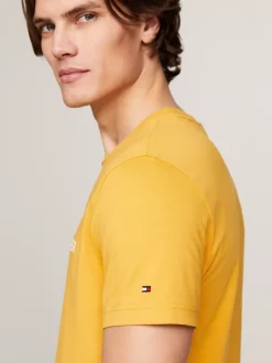 T-Shirty*Tommy Hilfiger Wąski T-shirt Z Wyhaftowanym Logo CITY YELLOW