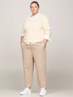 Spodnie*Tommy Hilfiger Wąskie Chinosy Curve Z Prostymi Nogawkami BEIGE