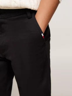 Spodnie I Szorty*Tommy Hilfiger Wąskie Chinosy Z Miękkiego Diagonalu BLACK