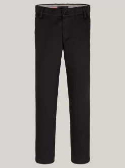 Spodnie I Szorty*Tommy Hilfiger Wąskie Chinosy Z Miękkiego Diagonalu BLACK
