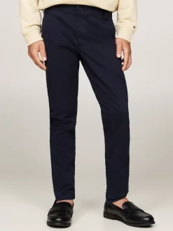 Spodnie I Szorty*Tommy Hilfiger Wąskie Chinosy Z Miękkiego Diagonalu DESERT SKY