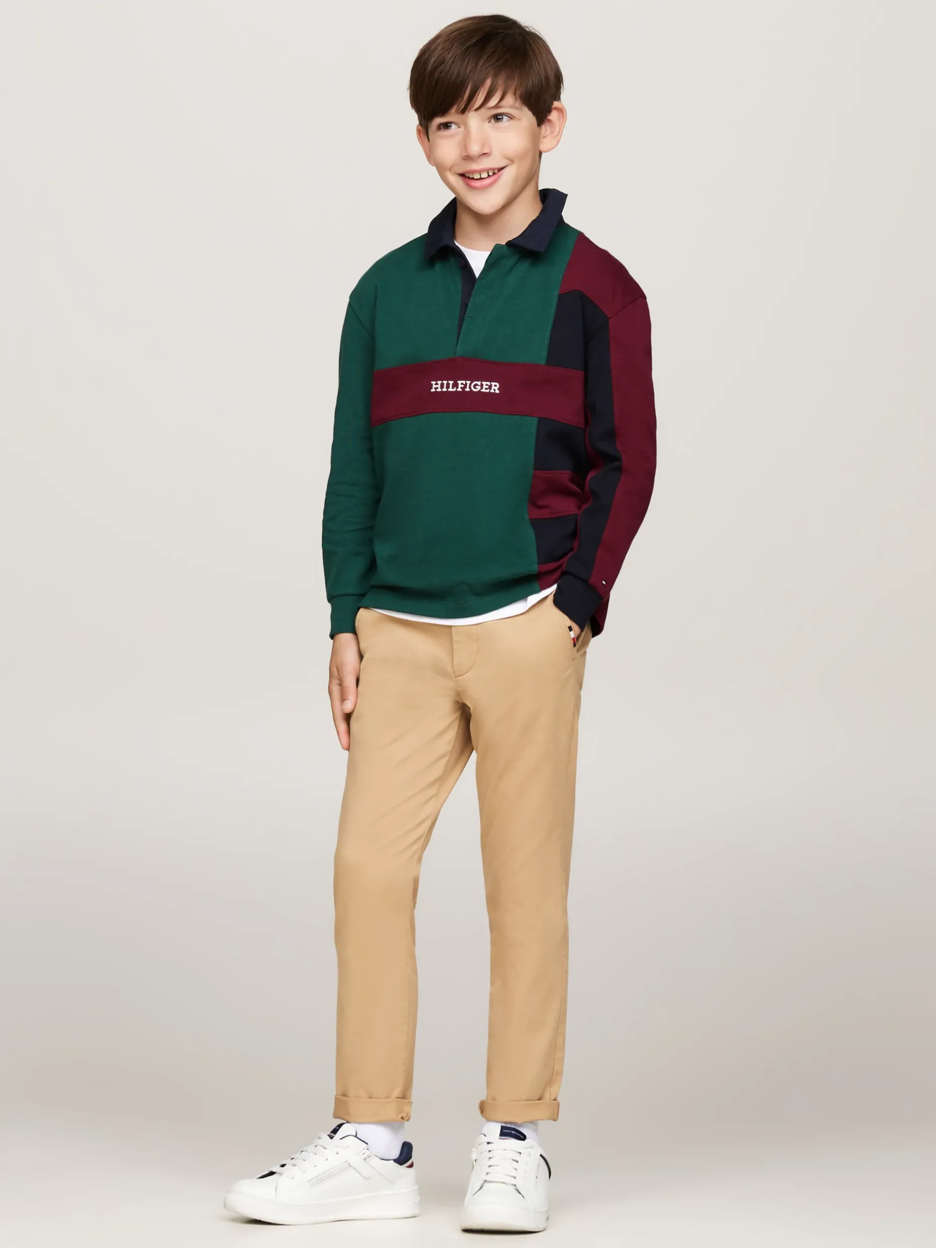 Spodnie I Szorty*Tommy Hilfiger Wąskie Chinosy Z Miękkiego Diagonalu CLASSIC KHAKI