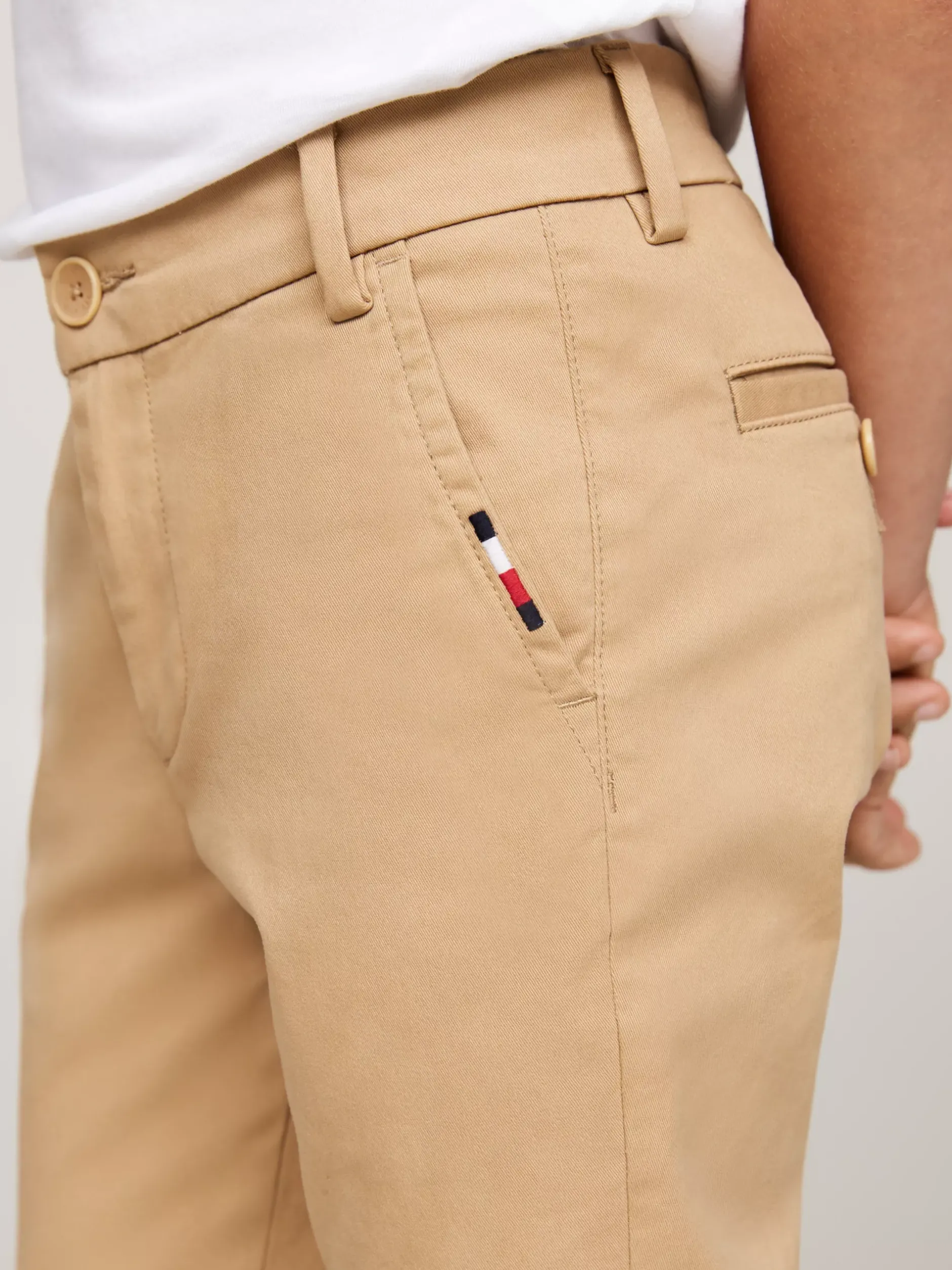 Spodnie I Szorty*Tommy Hilfiger Wąskie Chinosy Z Miękkiego Diagonalu CLASSIC KHAKI