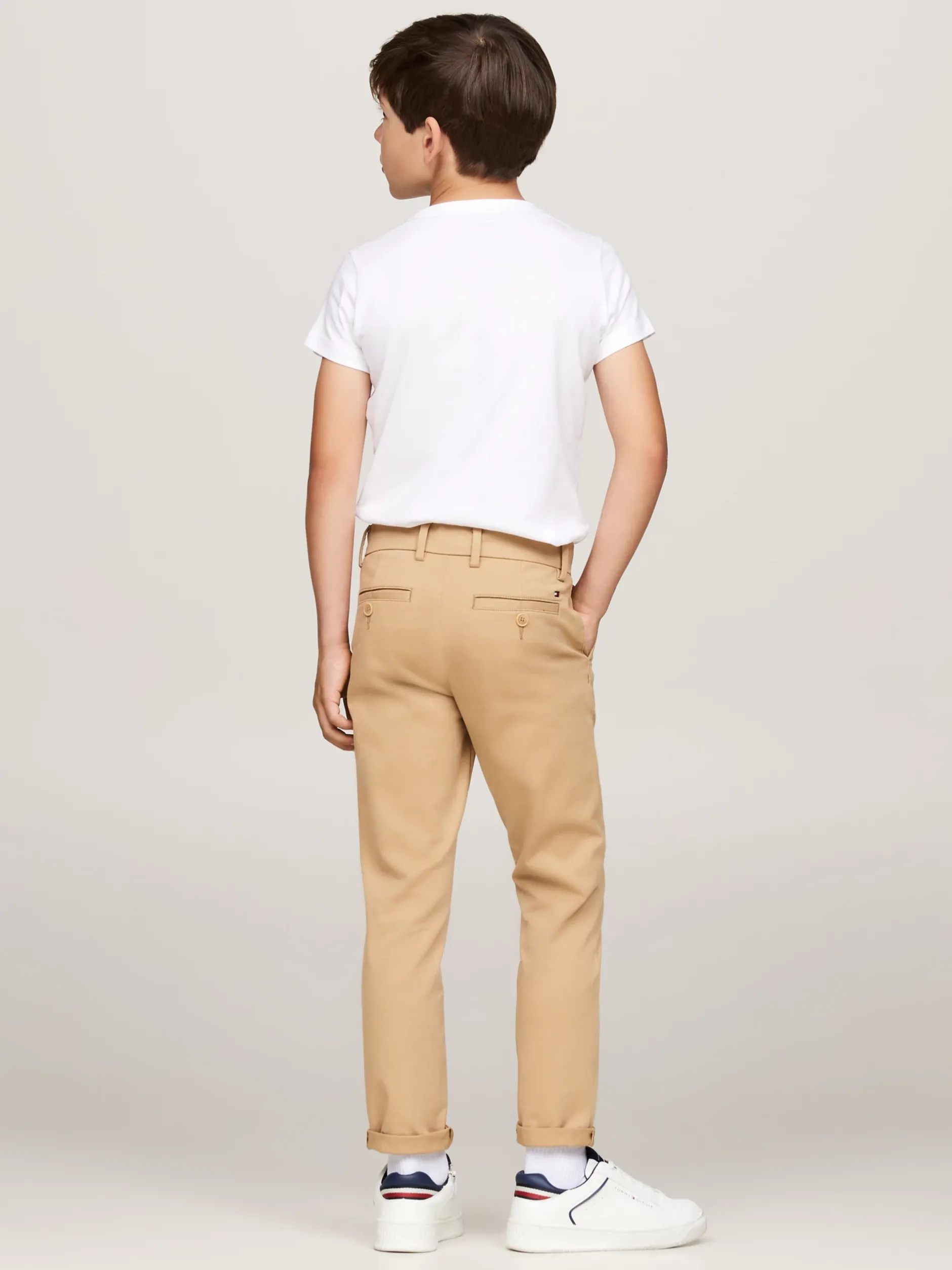 Spodnie I Szorty*Tommy Hilfiger Wąskie Chinosy Z Miękkiego Diagonalu CLASSIC KHAKI