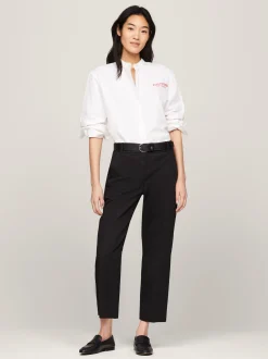 Spodnie*Tommy Hilfiger Wąskie Chinosy Z Prostymi Nogawkami BLACK