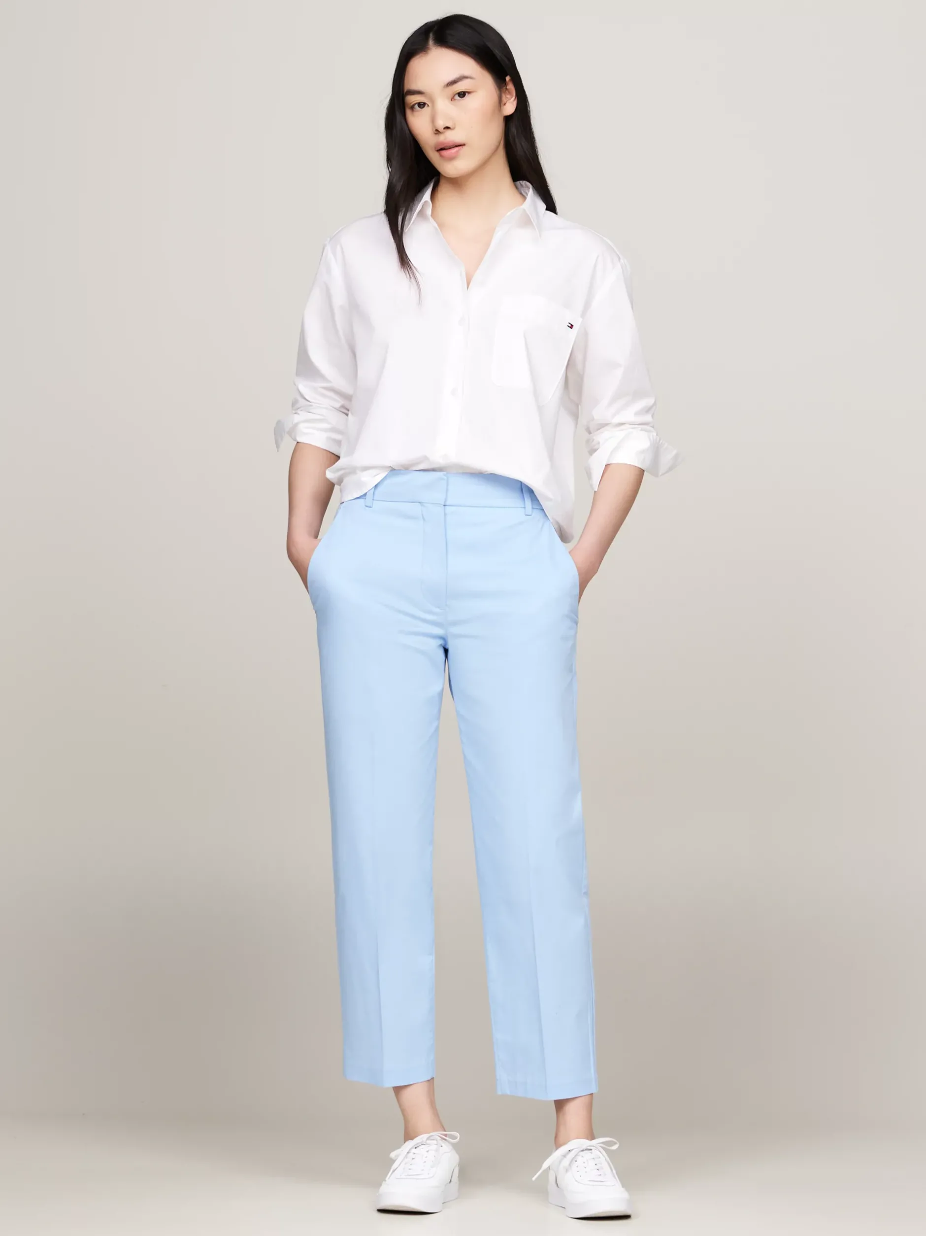 Spodnie*Tommy Hilfiger Wąskie Chinosy Z Prostymi Nogawkami VESSEL BLUE