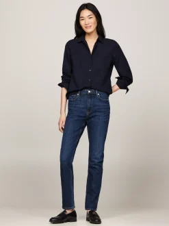 Jeansy*Tommy Hilfiger Wąskie Jeansy Typu Cygaretki Z Wysokim Stanem DARK BLUE